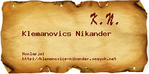 Klemanovics Nikander névjegykártya